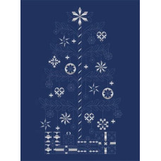 Christmas Tree Sashiko Panel - Blue/Silver
